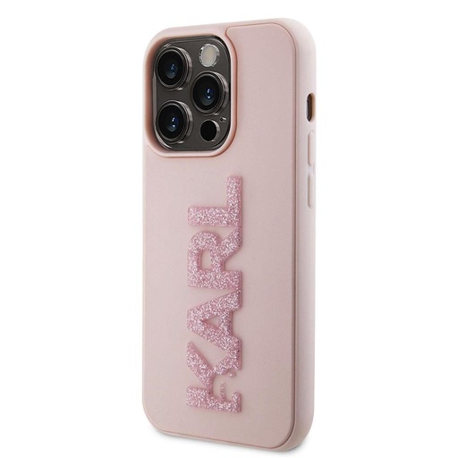 Apple iPhone 15 Pro Max Karl Lagerfeld 3D Glitter Karl pouzdro (Růžová) – KLHCP15X3DMBKCP