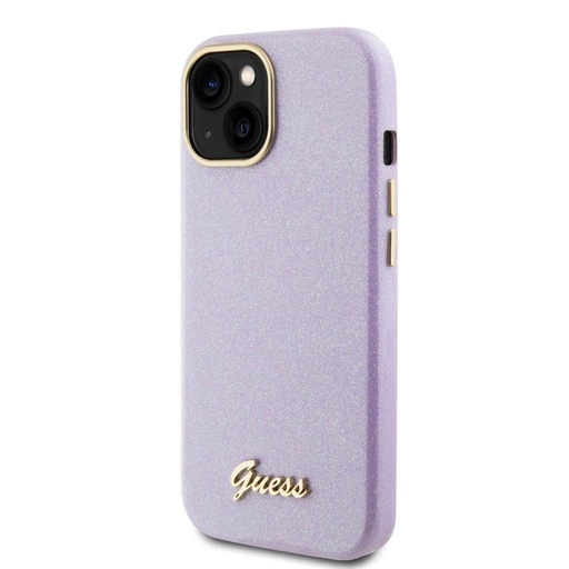 Apple iPhone 15 Guess PU Glitter úplně kryt pouzdro (Fialová) - GUHCP15SPGMCSL