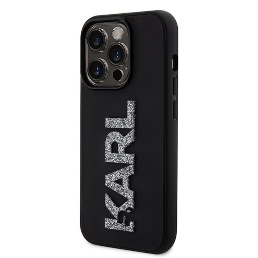 Apple iPhone 15 Pro Karl Lagerfeld 3D Glitter Karl pouzdro (Černá) – KLHCP15L3DMBKCK