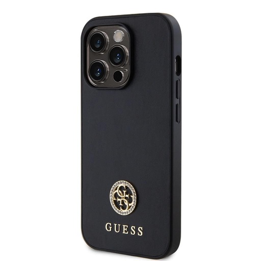 Apple iPhone 15 Pro Max Guess PU 4G Strass Metal Logo pouzdro (Černá) - GUHCP15XPS4DGPK
