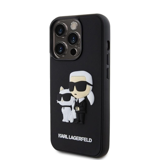 Apple iPhone 15 Pro Karl Lagerfeld 3D Karl & Choupette pouzdro (Černá) – KLHCP15L3DRKCNK