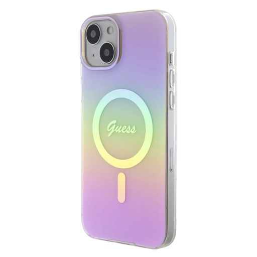 Apple iPhone 15 Guess IML Iridescent Script MagSafe pouzdro (Růžová) - GUHMP15SHITSP