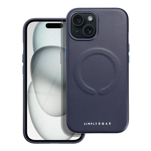 Apple iPhone 15 Roar Leather magsafe zadní kryt (Modrá)