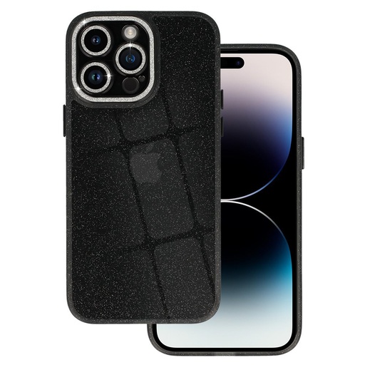 Apple iPhone 12 liquid glitter camera zadní kryt (Černá)
