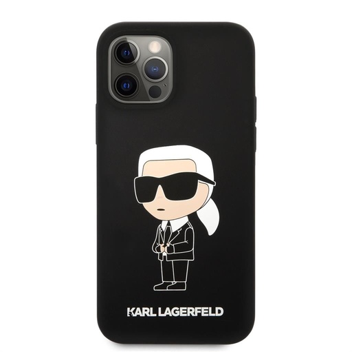 Apple iPhone 12/12 Pro Karl Lagerfeld Liquid Silicone Ikonický NFT pouzdro (Černá) – KLHCP12MSNIKBCK