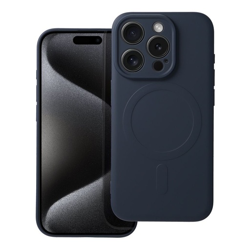 Apple iPhone 15 Pro Silicone mag cover magsafe zadní kryt (Modrá titan)
