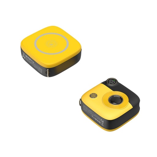 XO PR223 power bank 10000 mAh (Černá–Žlutá) – magnetický, mini, s kamerou provedení, digitální displej