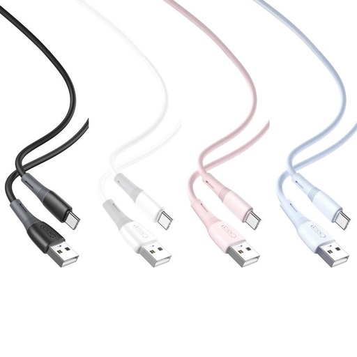 XO NB225 USB-C datový kabel (Bílá) – silikonový, dvoubarevný provedení