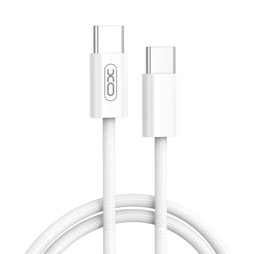 XO NB-Q259 USB-C–USB-C datový kabel (Bílá) – 60W, pletený provedení