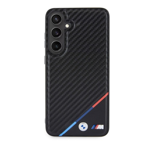 Samsung Galaxy S24+ BMW M PU Leather Carbon MagSafe pouzdro – Tricolor Line (Černá) - BMHMS24M23PUDTK