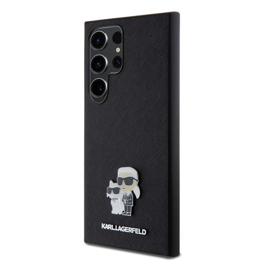 Samsung Galaxy S24 Ultra Karl Lagerfeld PU Saffiano Metal Karl and Choupette pouzdro (Černá) – KLHCS24LPSAKCMPK