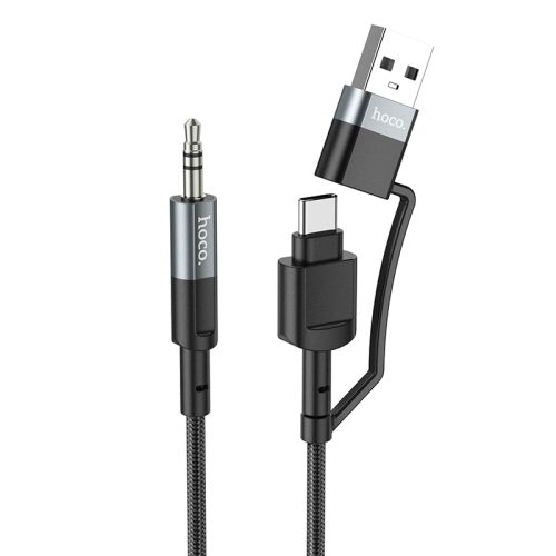 Hoco UPA23 AUX kabel type-c a lightning s adaptérem šedá