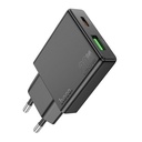 Hoco N38 gyorstöltő adapter USB-A/Type-C csatlakozással (PD20W teljesítménnyel) fekete