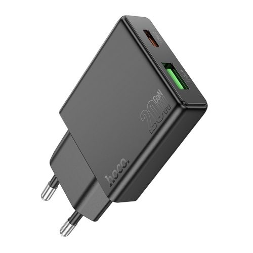 Hoco N38 rychlonabíječka adapter USB-A/Type-C s připojením (PD20W s výkonem) černá