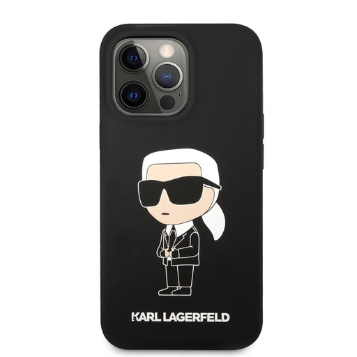 Apple iPhone 13 Pro Karl Lagerfeld Liquid Silicone Ikonický NFT pouzdro (Černá) – KLHCP13LSNIKBCK