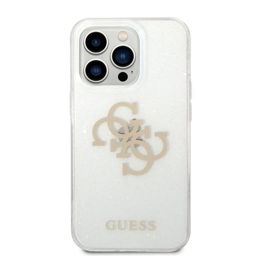 Apple iPhone 14 Pro Guess TPU Big 4G Full Glitter pouzdro (Průhledný) – GUHCP14LPCUGL4GTR