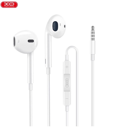 XO S31 drátový jack 3,5mm stereo sluchátka (Bílá) – s ovládacím tlačítkem