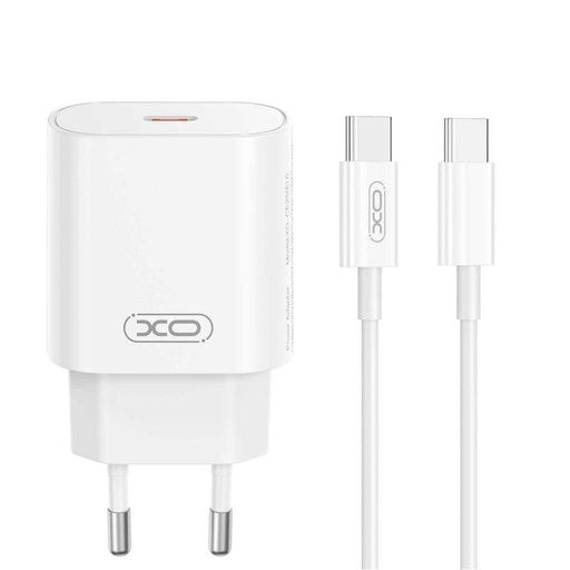 XO CE25 PD 25W rychlonabíječka (Bílá) – USB-C konektor, Type-C s kabelem