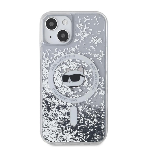 Apple iPhone 15 Karl Lagerfeld Liquid Glitter Choupette Head MagSafe pouzdro (Průhledný) – KLHMP15SLGCHSGH