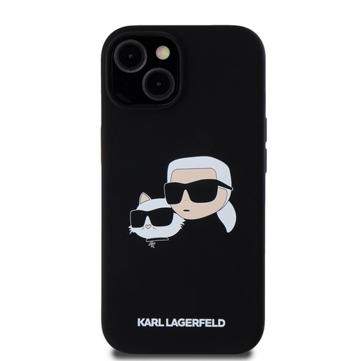 Apple iPhone 15 Černá Karl Lagerfeld Liquid Silicone Double Heads MagSafe pouzdro (Černá) – KLHMP15SSKCHPPLK