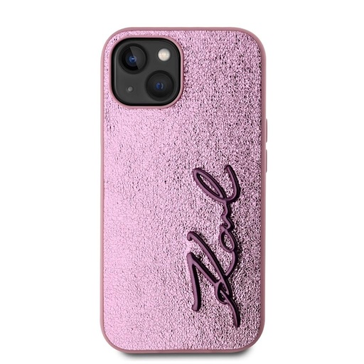 Apple iPhone 15 Karl Lagerfeld Wrinkled Signature pouzdro (Růžová) – KLHCP15SPFMFBKMP