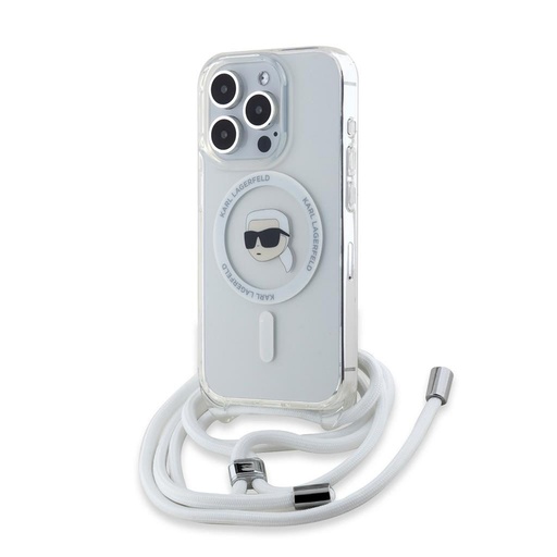 Apple iPhone 15 Pro Max Karl Lagerfeld IML Crossbody Karl Head MagSafe pouzdro (Průhledný) – KLHMP15XHCKHNT
