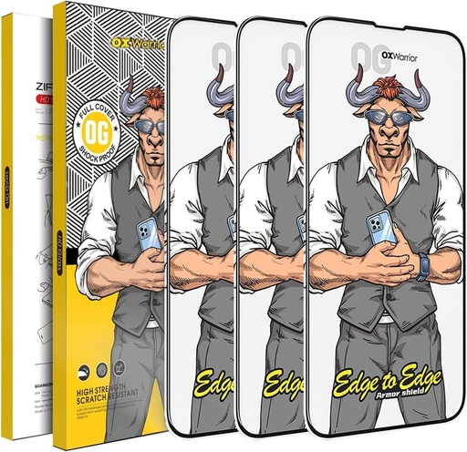 Samsung Galaxy S24 Plus OX Warrior Edge otisk prstu čtečka kompatibilní prémiový tvrzené sklo průhledný (černá s okrajem)