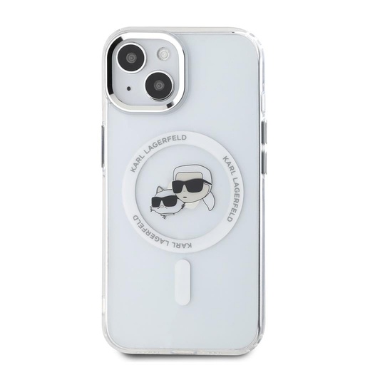 Apple iPhone 15 Karl Lagerfeld IML K&CH Heads Metal Frame MagSafe pouzdro (Průhledný) – KLHMP15SHLSKCH