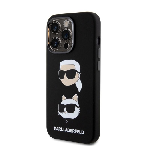 Apple iPhone 15 Pro Karl Lagerfeld Liquid Silicone Karl and Choupette Heads zadní kryt (Černá - KLHCP15LSDHKCNK)