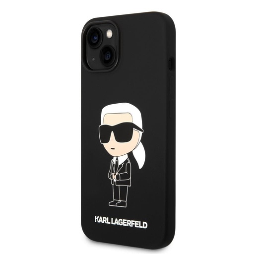 Apple iPhone 15 Karl Lagerfeld Liquid Silicone Ikonický NFT pouzdro (Černá) – KLHCP15SSNIKBCK