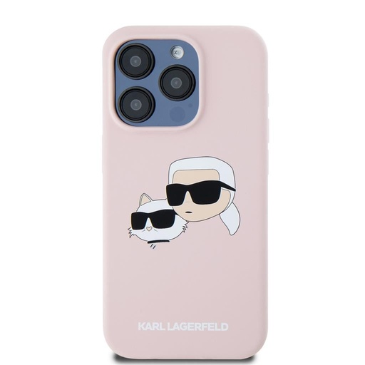 Apple iPhone 15 Pro Max Karl Lagerfeld Liquid Silicone Double Heads MagSafe pouzdro (Růžová) – KLHMP15XSKCHPPLP