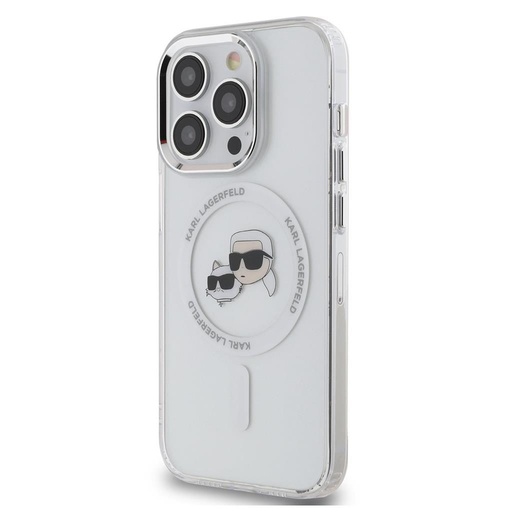 Apple iPhone 15 Pro Karl Lagerfeld IML K&CH Heads Metal Frame MagSafe pouzdro (Průhledný) – KLHMP15LHLSKCH