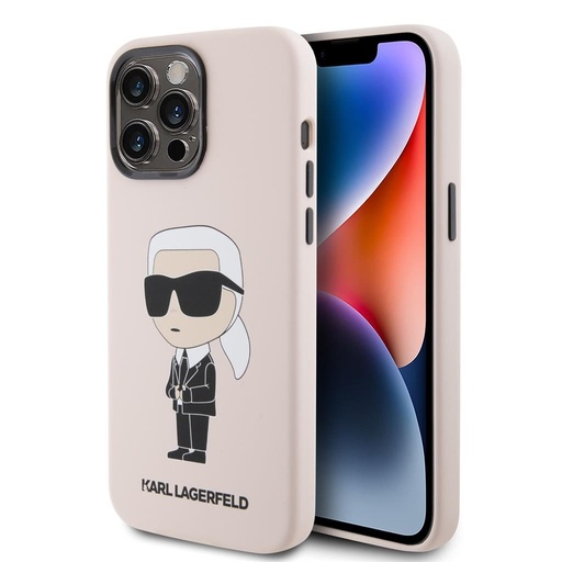 Apple iPhone 15 Pro Karl Lagerfeld Ikonický NFT Silicon pouzdro (Růžová) – KLHCP15LSNIKBCP