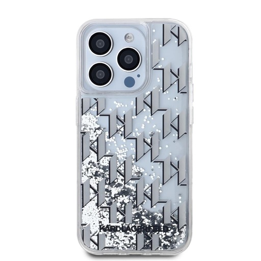 Apple iPhone 15 Pro Max Karl Lagerfeld Liquid Glitter Monogram Gradient pouzdro (Bílá) – KLHCP15XLKLGKCCH