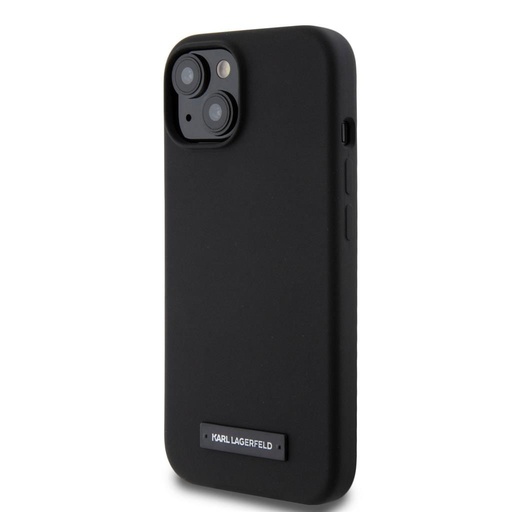 Apple iPhone 15 Černá Karl Lagerfeld Liquid Silicone Plaque MagSafe pouzdro (Černá) – KLHMP15SSLMP1K