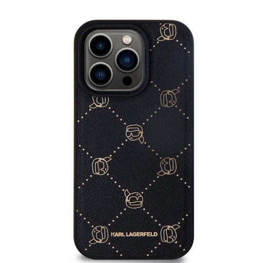 Apple iPhone 15 Pro Max Karl Lagerfeld PU Karl Heads Pattern MagSafe pouzdro (Černá) – KLHMP15XPGKHPHK