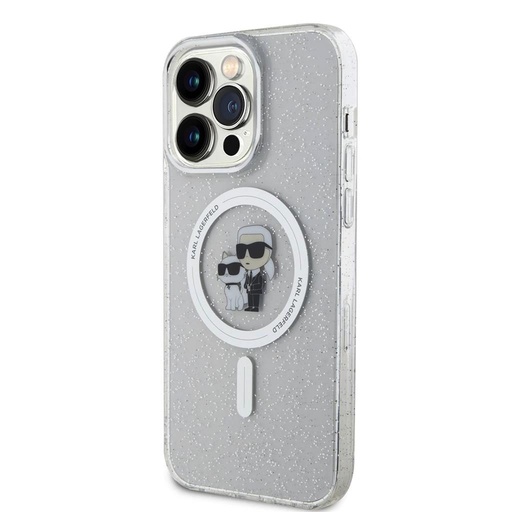 Apple iPhone 15 Pro Max Karl Lagerfeld IML Glitter Karl and Choupette MagSafe pouzdro (Průhledný) – KLHMP15XHGKCNOT