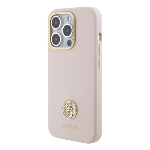 Apple iPhone 15 Pro Guess Liquid Silicone 4G Metal Logo pouzdro (Růžová) - GUHCP15LM4DGPP