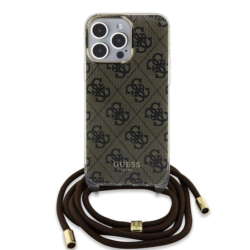 Apple iPhone 15 Pro Max Guess IML 4G Crossbody Strap pouzdro (Hnědá) - GUHCP15XHC4SEW
