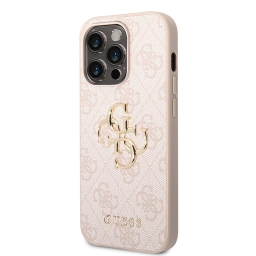 Apple iPhone 15 Pro Max Guess PU 4G Metal Logo pouzdro (Růžová) - GUHCP15X4GMGPI