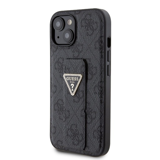 Apple iPhone 15 Guess PU Grip Stand Strass Triangle pouzdro (Černá) - GUHCP15SPGS4TDK