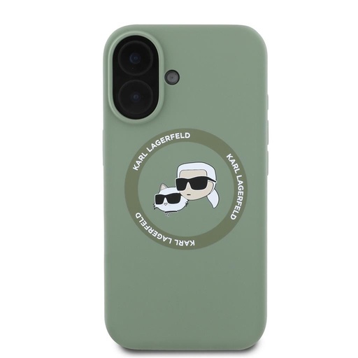 Apple iPhone 16 Karl Lagerfeld Liquid Silicone K&CH Heads MagSafe pouzdro (Khaki) – KLHMP16SSKCHTCA