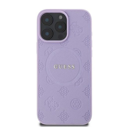 Apple iPhone 16 Pro Max Guess Saffiano Peony Stamp MagSafe pouzdro (Fialová) - GUHMP16XPSAPSMEU