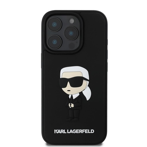 Apple iPhone 16 Pro Karl Lagerfeld 3D Ikonický pouzdro (Černá) – KLHCP16L3DRKINK