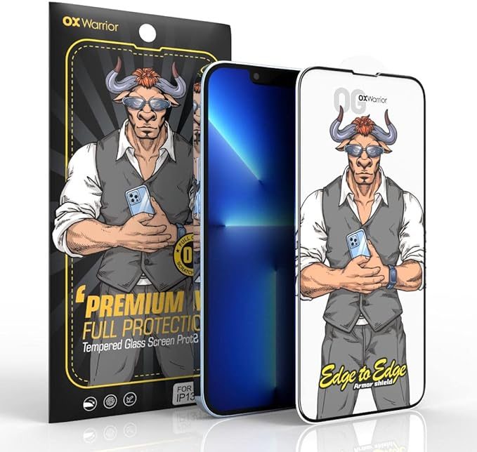 Apple iPhone 12 / iPhone 12 Pro OX Warrior Mr. Boxer flexibilis anti statikus strapabíró üvegfólia Átlátszó Fekete Keret