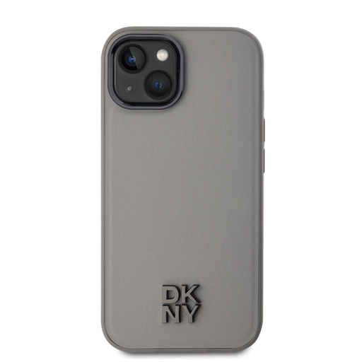 Apple iPhone 15 DKNY PU Leather Stack Logo Magsafe zadní kryt (Šedá - DKHMP15SPSMCSLE)