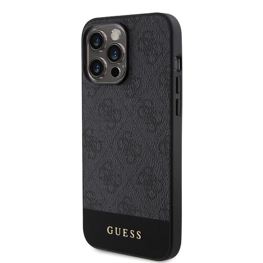 Apple iPhone 15 Pro Max Guess PU 4G Stripe MagSafe pouzdro (Černá) - GUHMP15XG4GLGR