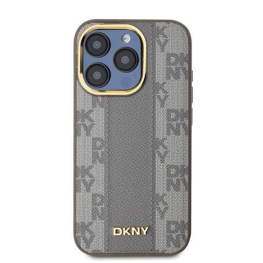 Apple iPhone 15 Pro DKNY PU Leather Checkered Pattern Magsafe zadní kryt (Béžová - DKHMP15LPCPVSLE)