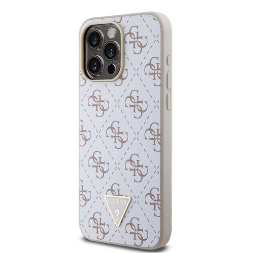Apple iPhone 15 Pro Max Guess PU Leather 4G Triangle Metal Logo pouzdro (Bílá) - GUHCP15XPG4GPH