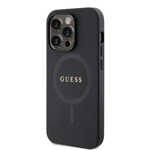 Apple iPhone 15 Pro Guess PU Saffiano MagSafe pouzdro (Černá) - GUHMP15LPSAHMCK